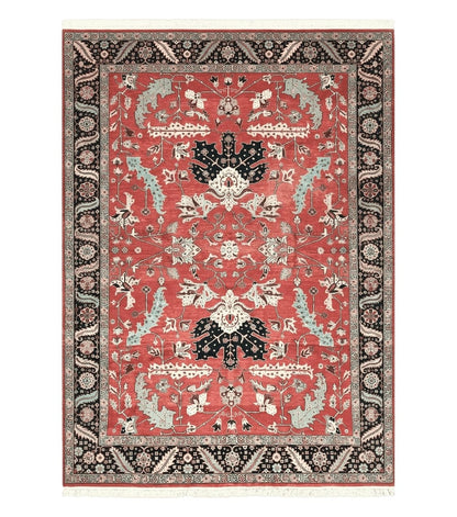 10' X 14' Vintage Hand Made Turkish Wool Rug Carpet Red Black Hand Knotted Nice