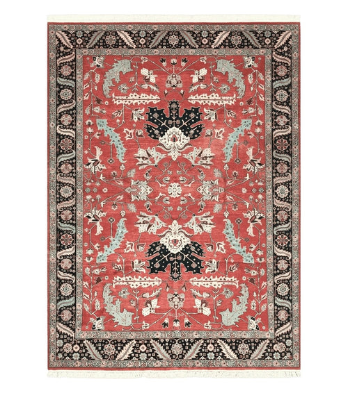 10' X 14' Vintage Hand Made Turkish Wool Rug Carpet Red Black Hand Knotted Nice