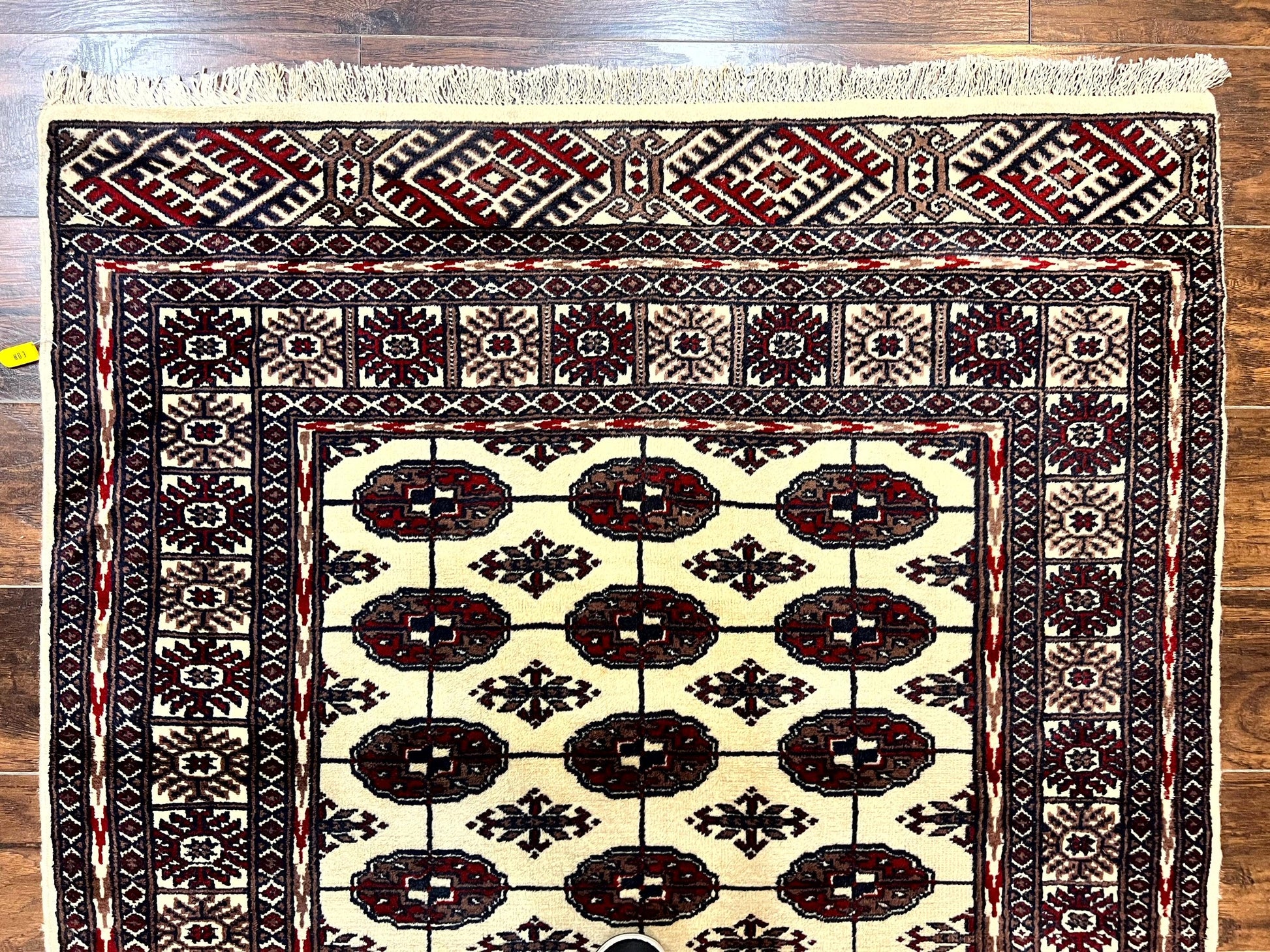 Pakistani Bokhara Rug 4x6, Turkoman Carpet, Vintage Handmade Wool Rug, Ivory - Nuvé