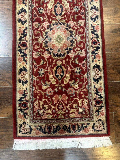 Short Runner Rug 2x6, Fine 200 KPSI, Red Floral Medallion, Wool and Silk Highlights, Persian Runner Rug, Traditional, Sino Persian - Nuvé