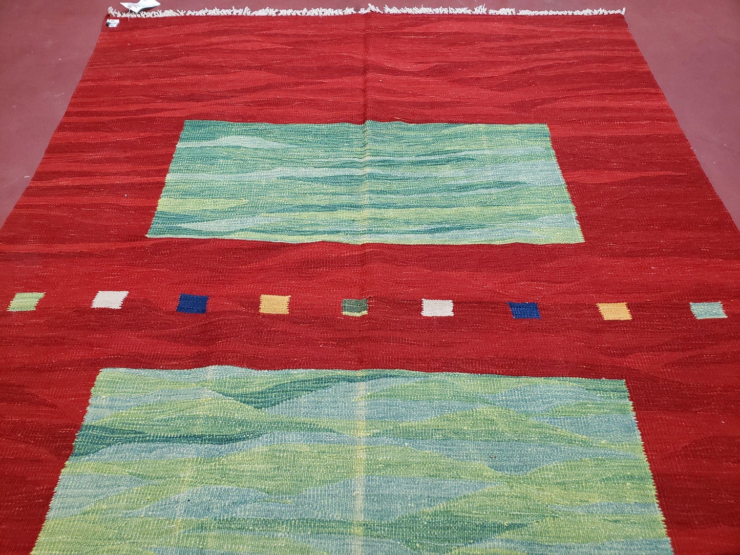 Red Turkish Kilim Rug, 5x7 - 6x8 Rugs, Red and Green Kilim Carpet, Kilim Area Rugs, Flatweave No Pile Rug, New Turkish Rug, Handmade Kilim - Nuvé