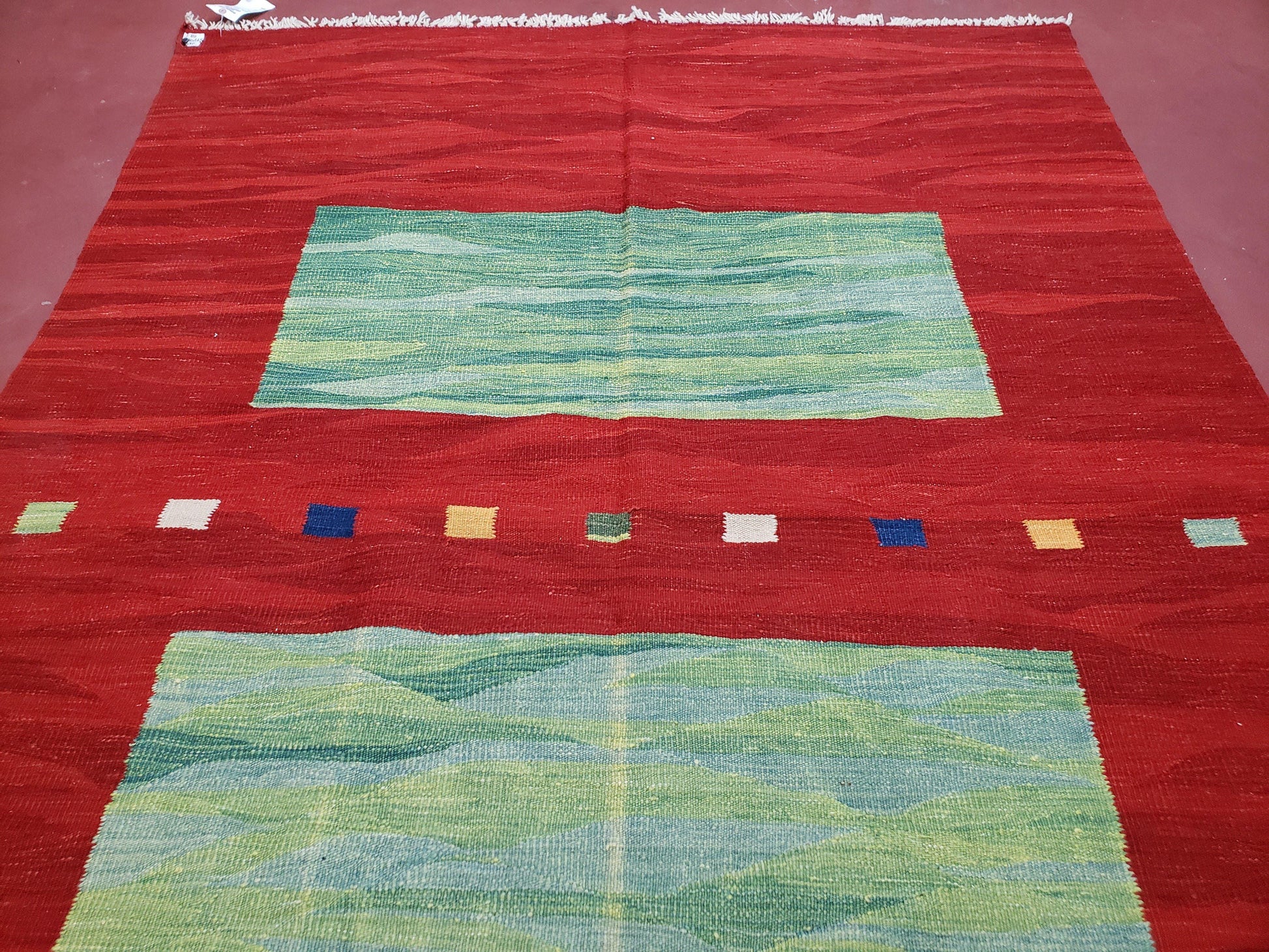 Red Turkish Kilim Rug, 5x7 - 6x8 Rugs, Red and Green Kilim Carpet, Kilim Area Rugs, Flatweave No Pile Rug, New Turkish Rug, Handmade Kilim - Nuvé