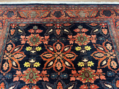 Wonderful Persian Rug 7x10, Navy Blue and Red, Allover Floral Pattern, Bidjar Carpet, Authentic Oriental Rug 7 x 10, Wool Hand Knotted Rug - Nuvé