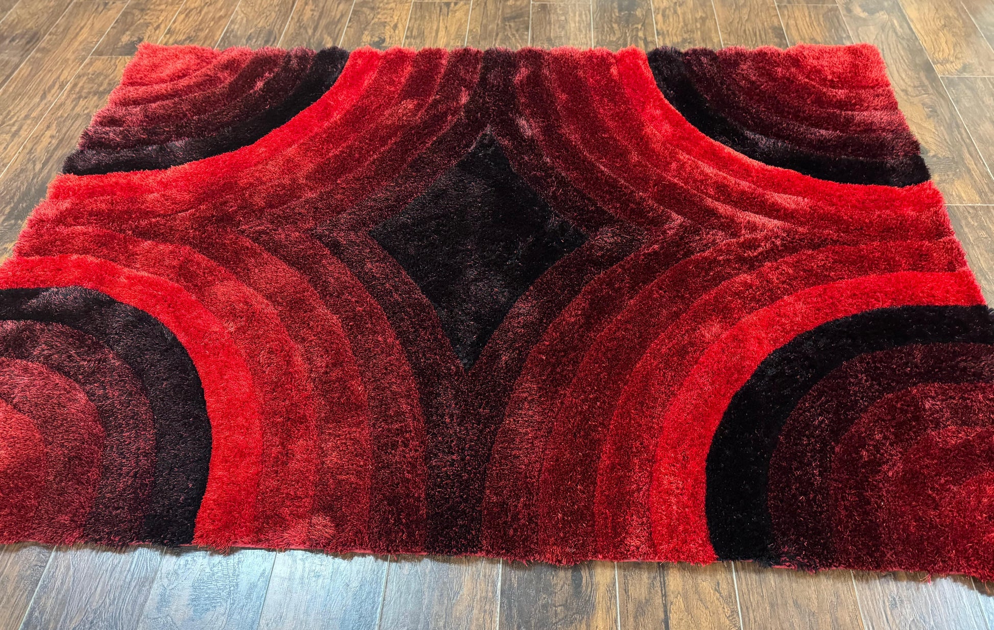 Red and Black Shag Rug 5x7, Pair A - Nuvé