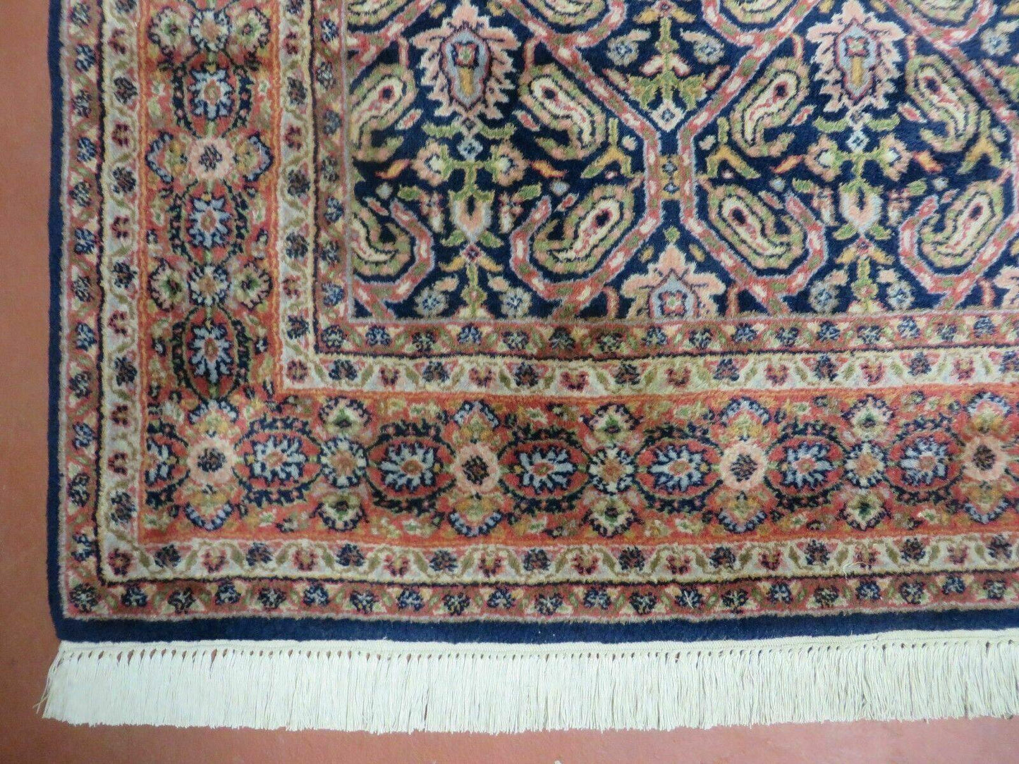 4' X 6' Vintage Fine Handmade India Floral Oriental Wool Rug Carpet Blue Red - Nuvé
