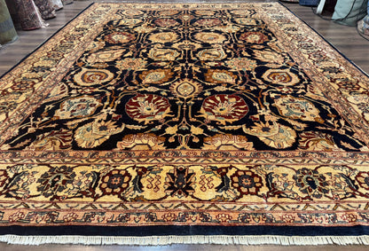 Pak Persian Bidjar Rug 10x13, Midnight Blue and Tan Pakistani Carpet - Nuvé