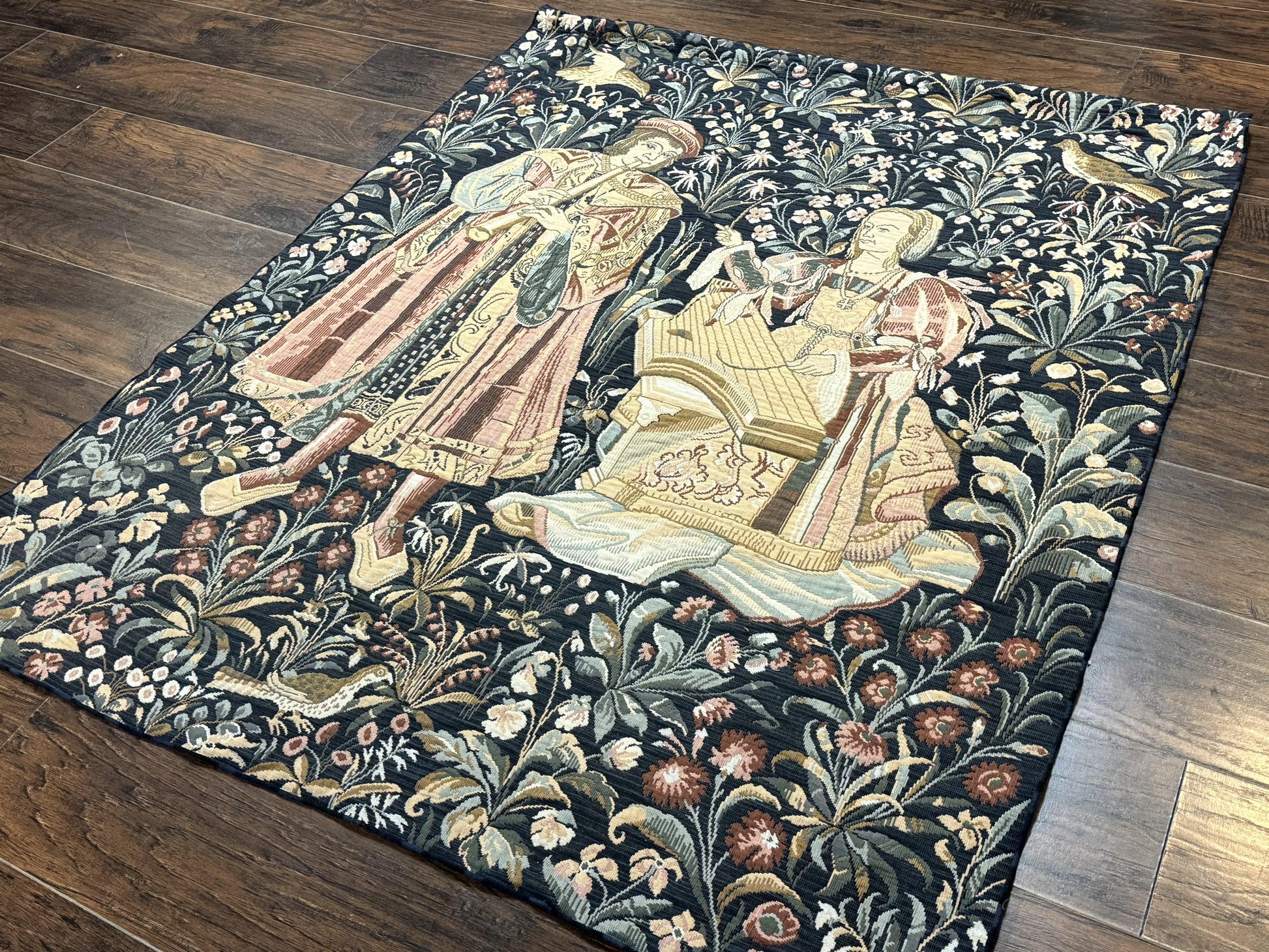 Vintage Belgium Tapestry 4x5, The Concet Musicians, Green - Nuvé