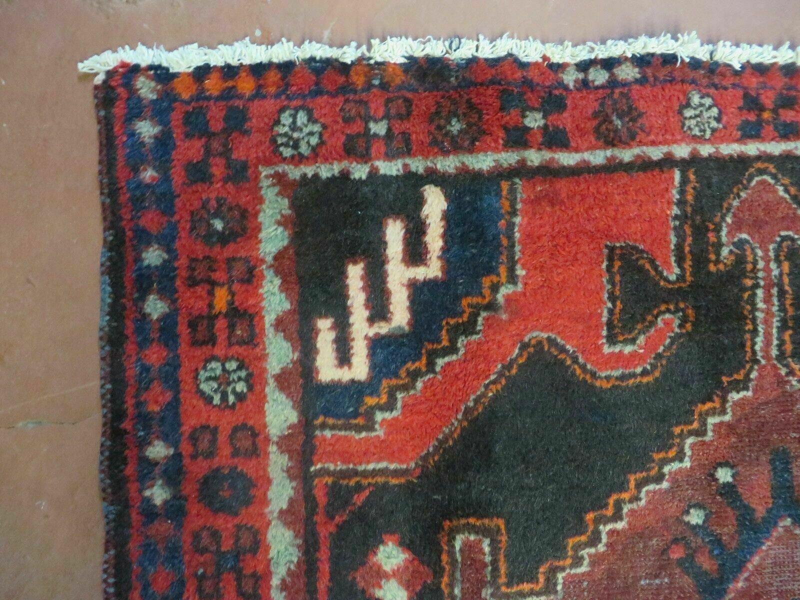4' X 8' Antique Handmade India Geometric Oriental Tribal Wool Rug Red # 603 - Nuvé