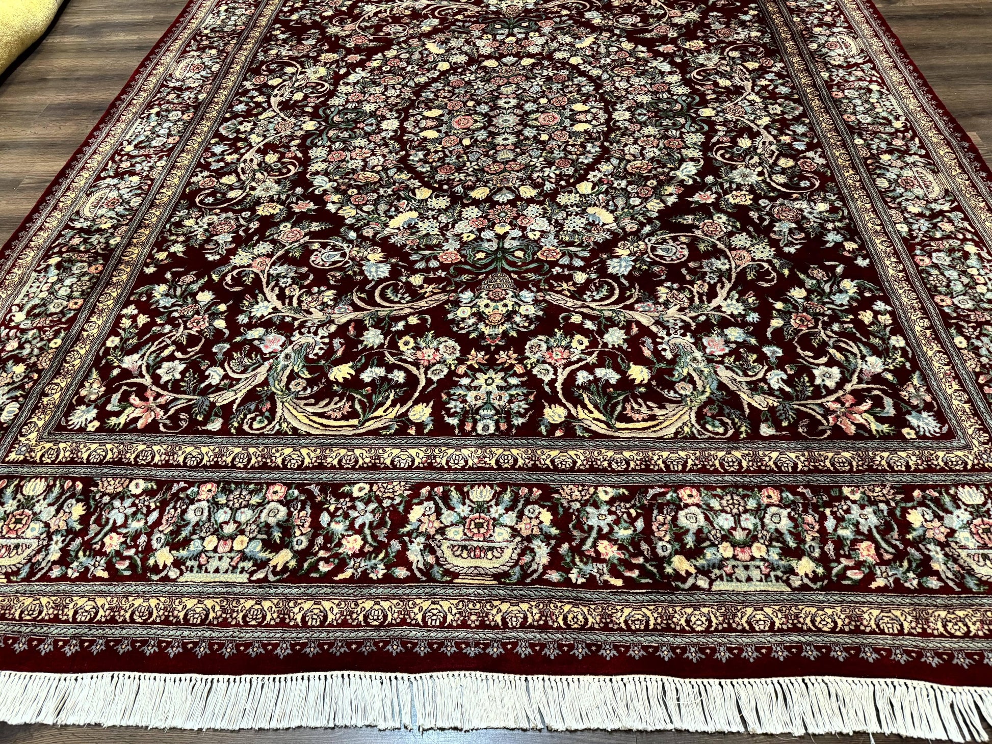 Burgundy Persian Rug 8x10, Pak Persian Floral Carpet, Very Fine 300 KPSI - Nuvé