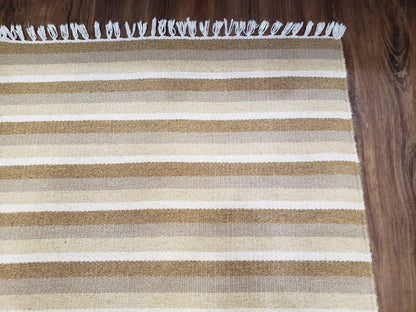 Striped Runner Rug, Flatweave Runner Rug, Hallway Runner, 15 ft Carpet Runner for Hall, Earth Tone Colors, Handmade Hand Woven Farmhouse Rug - Nuvé