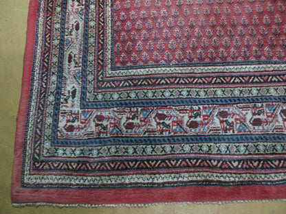 7' X 9' Vintage India Oriental Paisley Handmade Wool Rug Red Vegetable Dyes - Nuvé