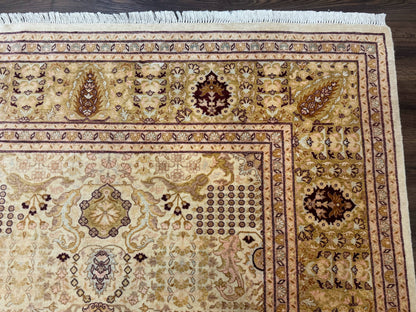 Pakistani Carpet 9x12, Finely Hand Knotted 270 KPSI, Cream, Allover Pattern - Nuvé