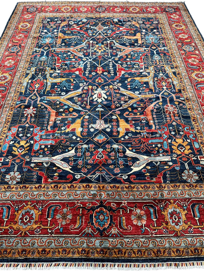 Hand-Knotted Afghani Bidjar Wool Rug – 9’x12’ – Intricate Geometric & Floral Motifs - Nuvé