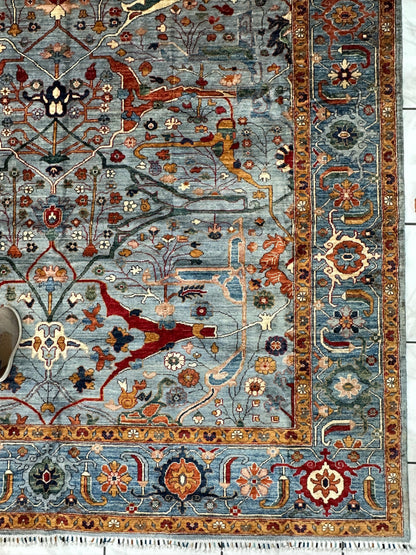 Hand-Knotted Trasitional Serapi Ghazni Wool Rug – 9’1” x 12’ – Intricate Floral Design - Nuvé