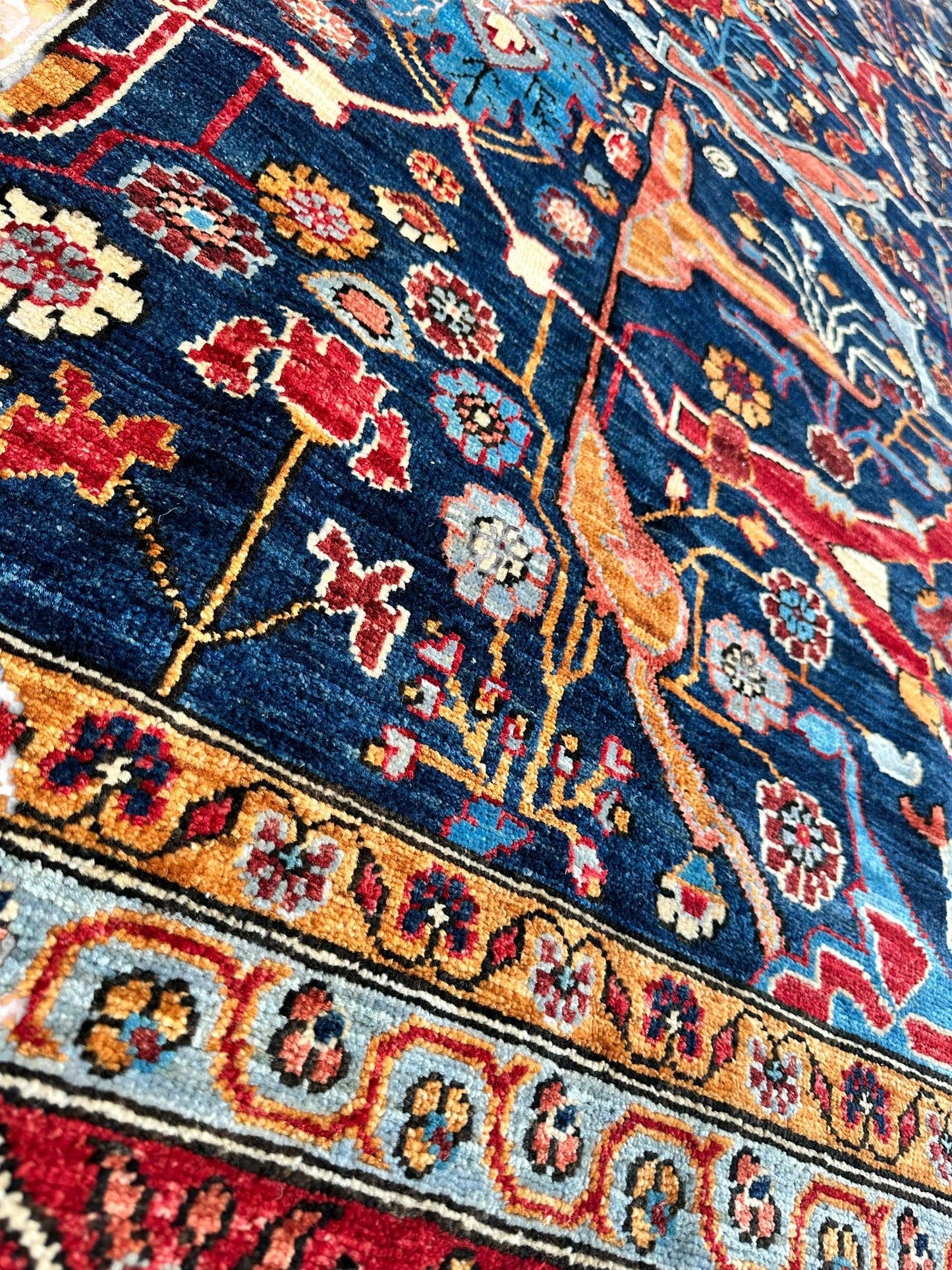 Hand-Knotted Afghani Bidjar Wool Rug – 9’x12’ – Intricate Geometric & Floral Motifs - Nuvé