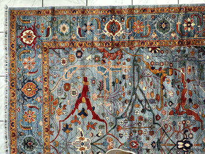 Hand-Knotted Trasitional Serapi Ghazni Wool Rug – 9’1” x 12’ – Intricate Floral Design - Nuvé