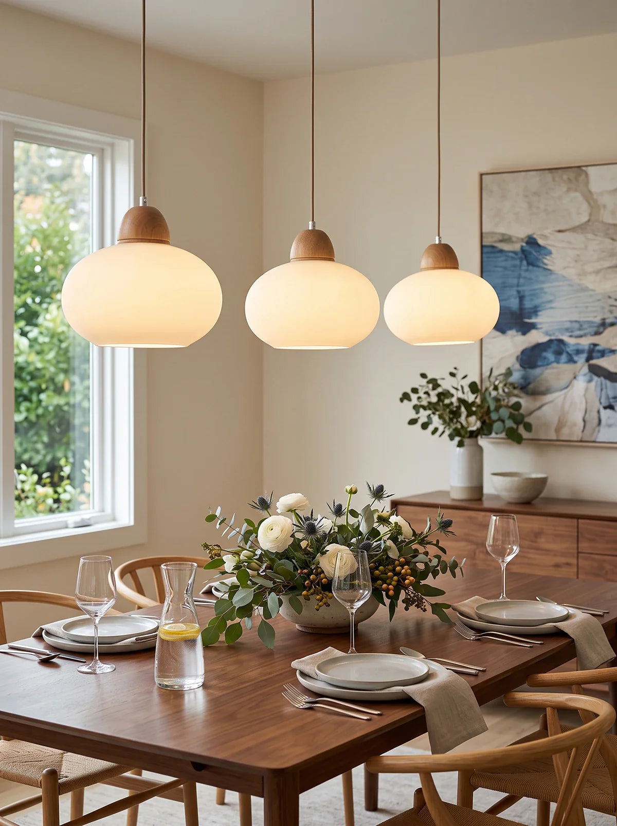 Traditional Japanese Glass Pendant Light