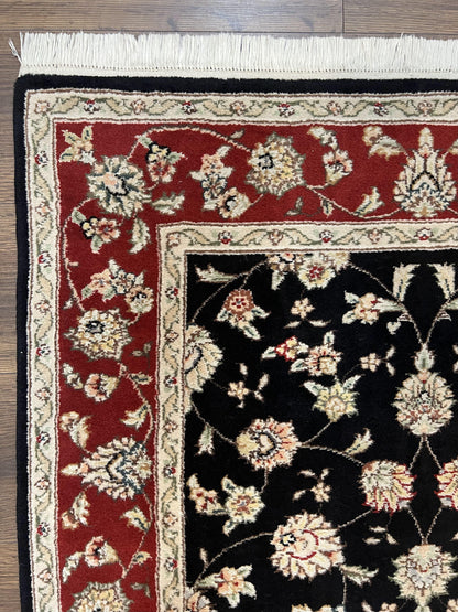 Pak Persian Rug 3x5, Black and Red, Floral Allover, Vintage Hand Knotted Wool Oriental Carpet, Pakistani Rug, Small Handmade Area Rug 3 x 5 - Nuvé