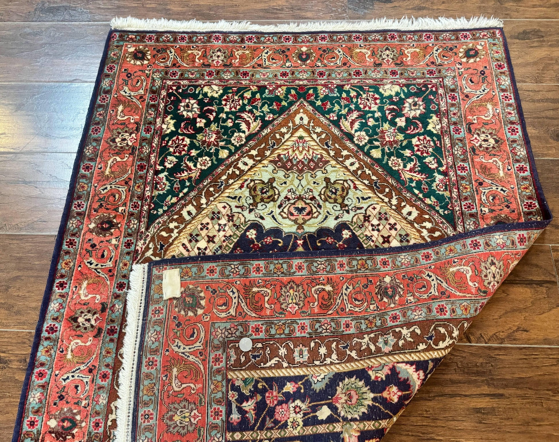 Persian Tabriz Rug 3x4, Navy Blue, Birds, Floral, Prayer Rug, Handmade Wool Rug, Finely Hand Knotted 325 KPSI - Nuvé