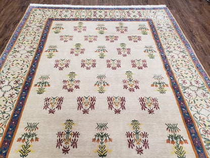 Tufenkian Rug 5.9 x 8.6, Tibetan Nepalese Rug, Hand Knotted, Soft Shiny Wool, Repeated Motifs, Contemporary Modern, Area Rug 6x9, Vintage - Nuvé