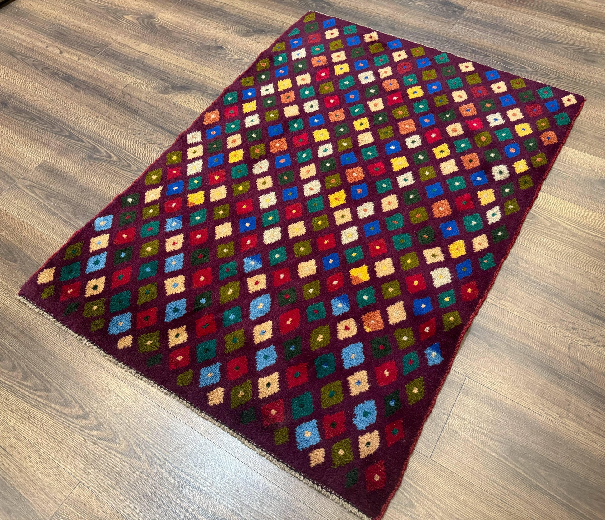 Balouch Rug 3x5, Afghan Rug, Purple-Maroon, Multicolor, Tribal Rug - Nuvé