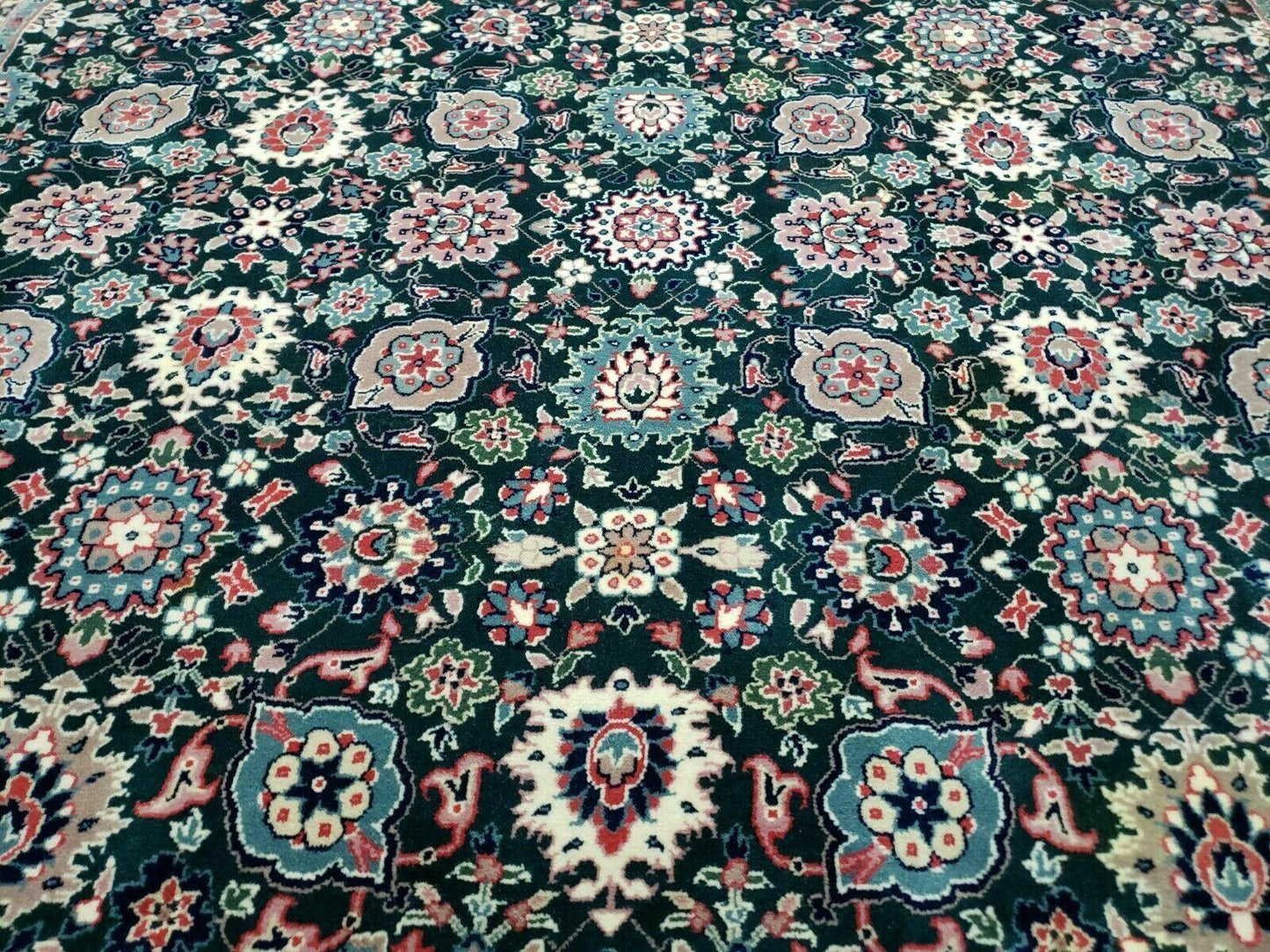 8' X 10' Handmade Indian Oriental Wool Rug Carpet Organic Dye Forest Green Nice - Nuvé