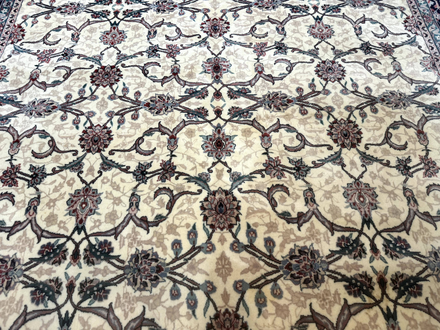 Sino Persian Rug 8x10, Allover Pattern, Beige and Midnight Blue, Wool Oriental Carpet - Nuvé