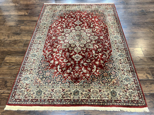 Couristan Rug 5.6 x 8, Floral Medallion, Dark Red Cream, Belgium Power Loomed Rug, Taj Mahal Rug, Vintage Oriental Wool Carpet - Nuvé