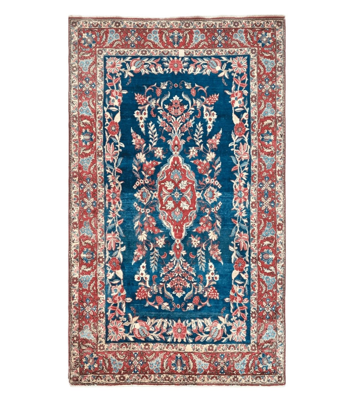 4' X 7' Vintage Handmade Turkish Wool Rug Flowers Birds Tree Of Life Blue Red