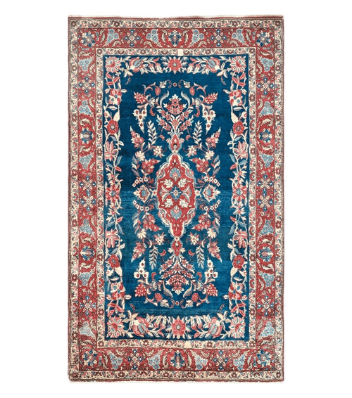 4' X 7' Vintage Handmade Turkish Wool Rug Flowers Birds Tree Of Life Blue Red
