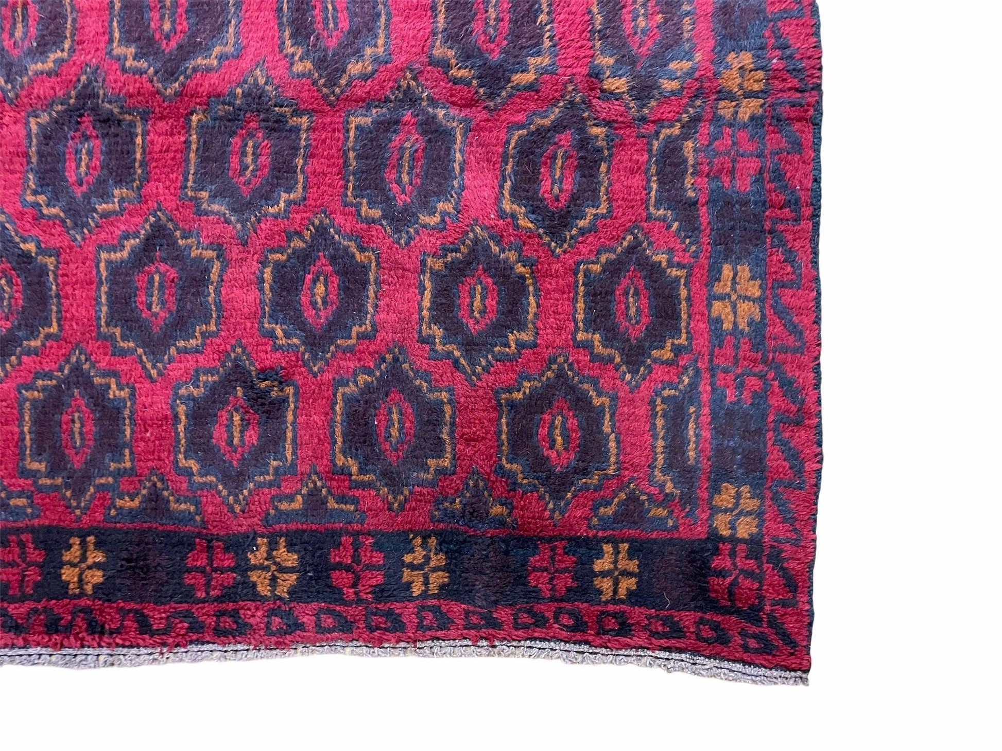 2' 10" X 4'7" Vintage Handmade Tribal Wool Rug Balouchi Rug Afghan Rug Red Blue - Nuvé