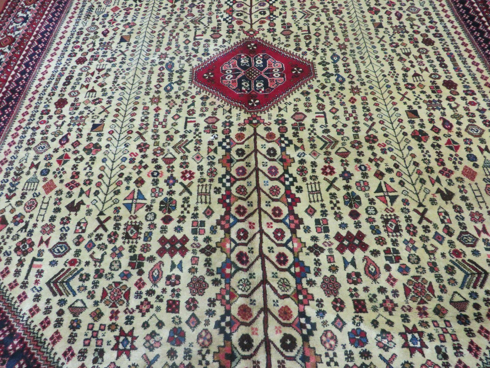 7' X 10' Vintage Handmade Indian Floral Wool Rug Hand Knotted Carpet Ivory Red - Nuvé