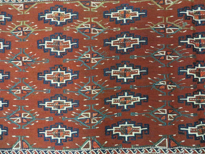 45" X 32" Antique Handmade Bokhara Turkoman Yomud Chuval Wool Rug Soumak NICE - Nuvé