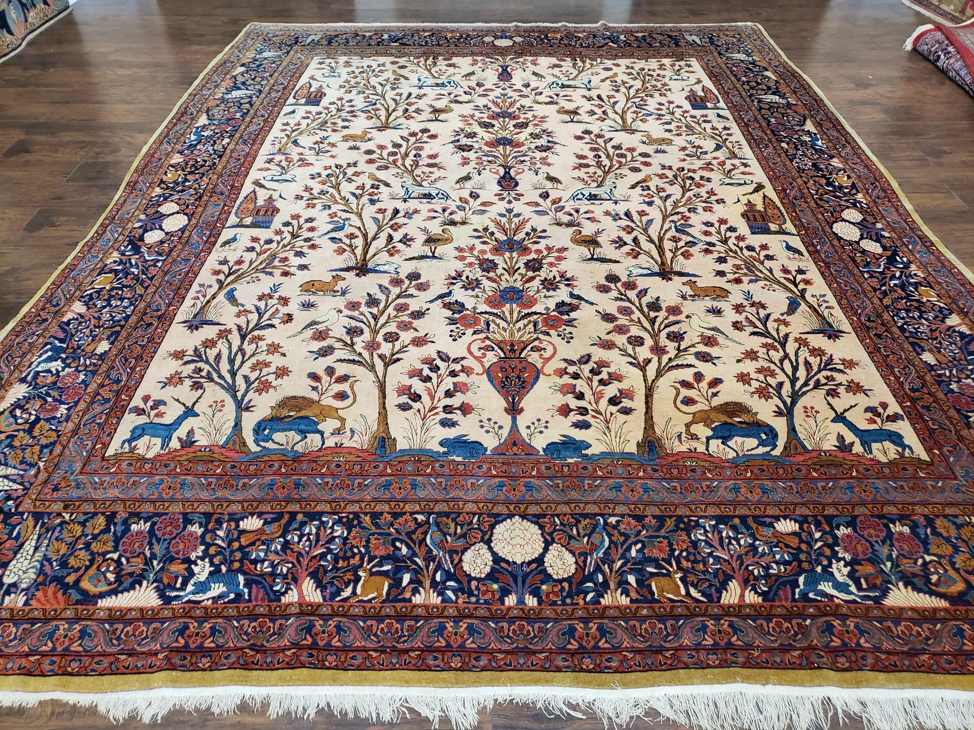 Antique Persian Kashan Tree of Life Rug 10x13 - Nuvé