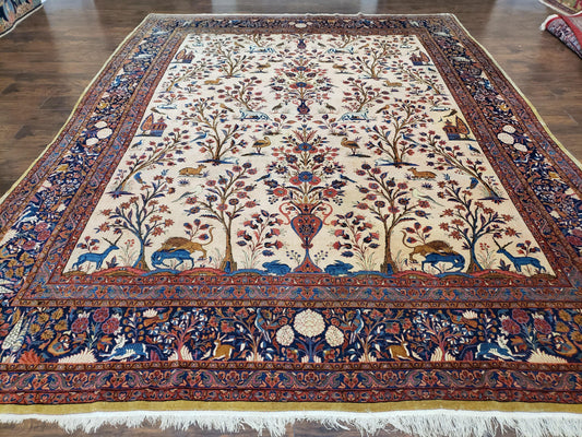 Antique Persian Kashan Tree of Life Rug 10x13 - Nuvé