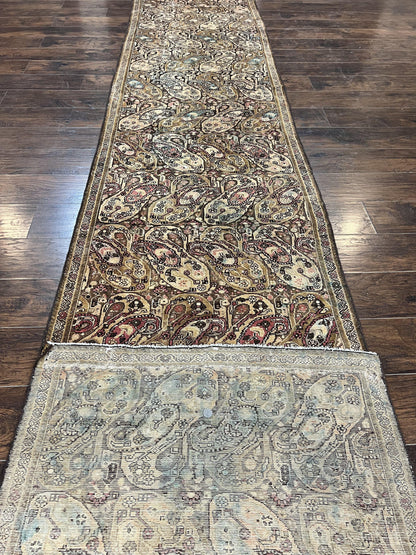 Antique Persian Malayer Runner Rug 3x16, Repeated Boteh Paisley Design, Rare Rug, 1920s Antique Oriental Carpet, Wool Handmade Hand Knotted 3 x 16 ft Rug - Nuvé