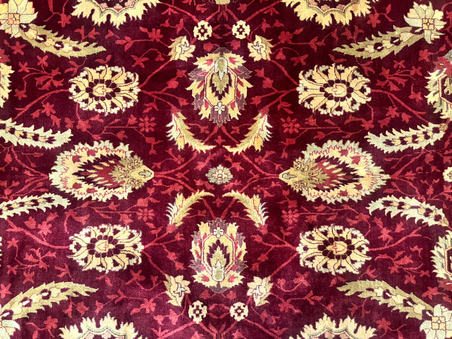 Indo Mahal Rug 9x12, Allover Pattern, Dark Red, Traditional Wool Area Rug - Nuvé