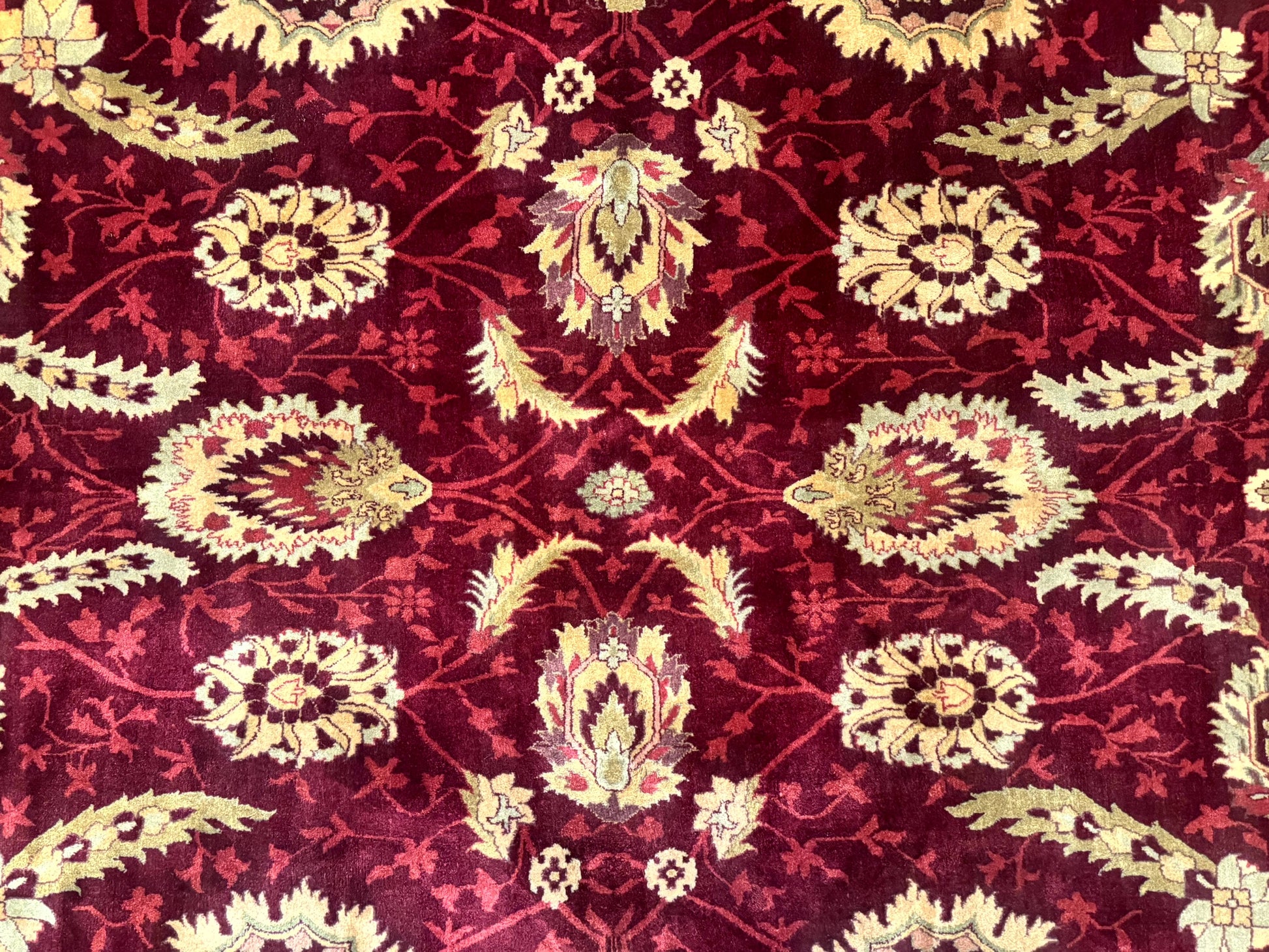 Indo Mahal Rug 9x12, Allover Pattern, Dark Red, Traditional Wool Area Rug - Nuvé
