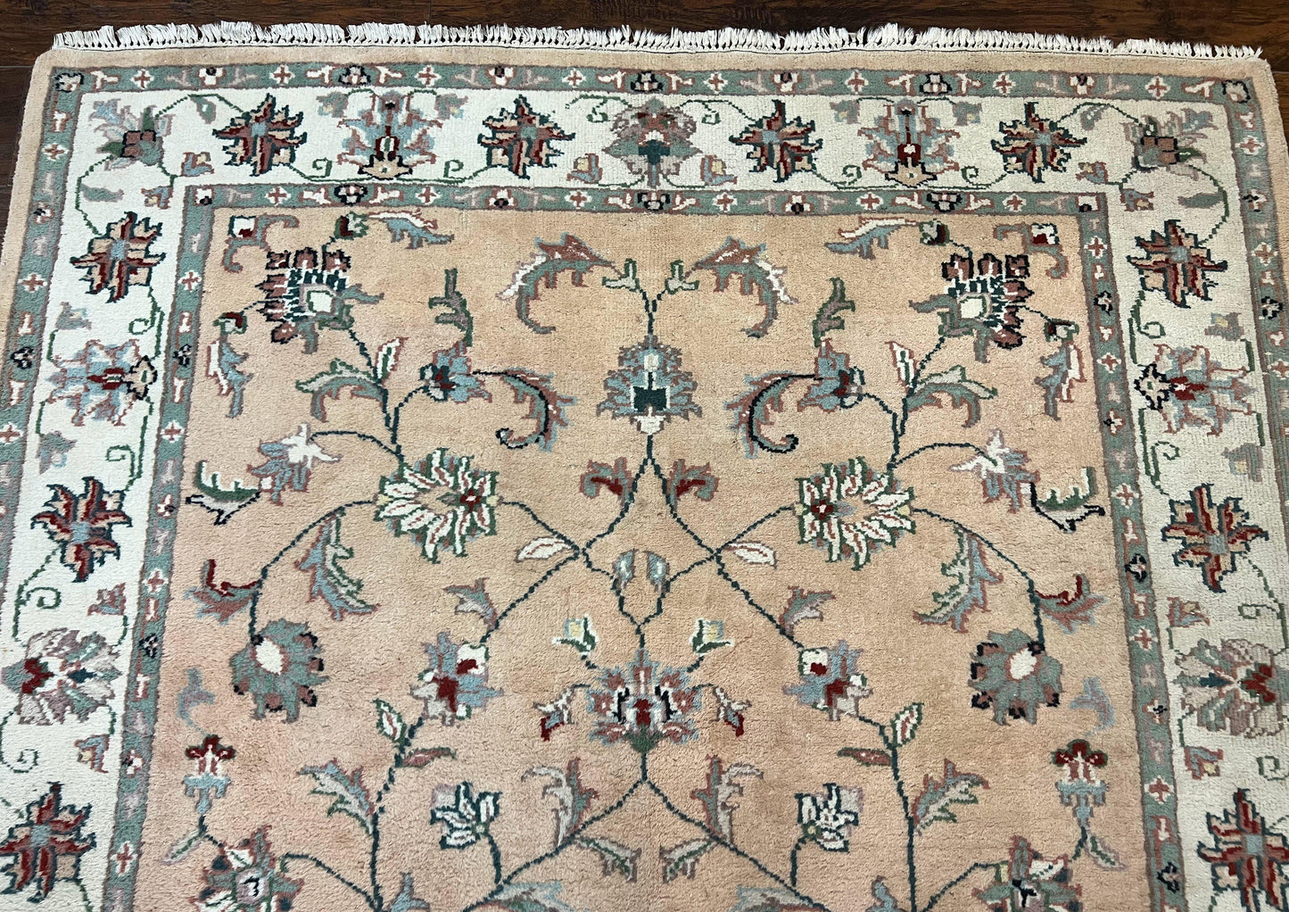 Indo Persian Rug 6x9, Handmade Vintage Wool Carpet, Floral Allover - Nuvé