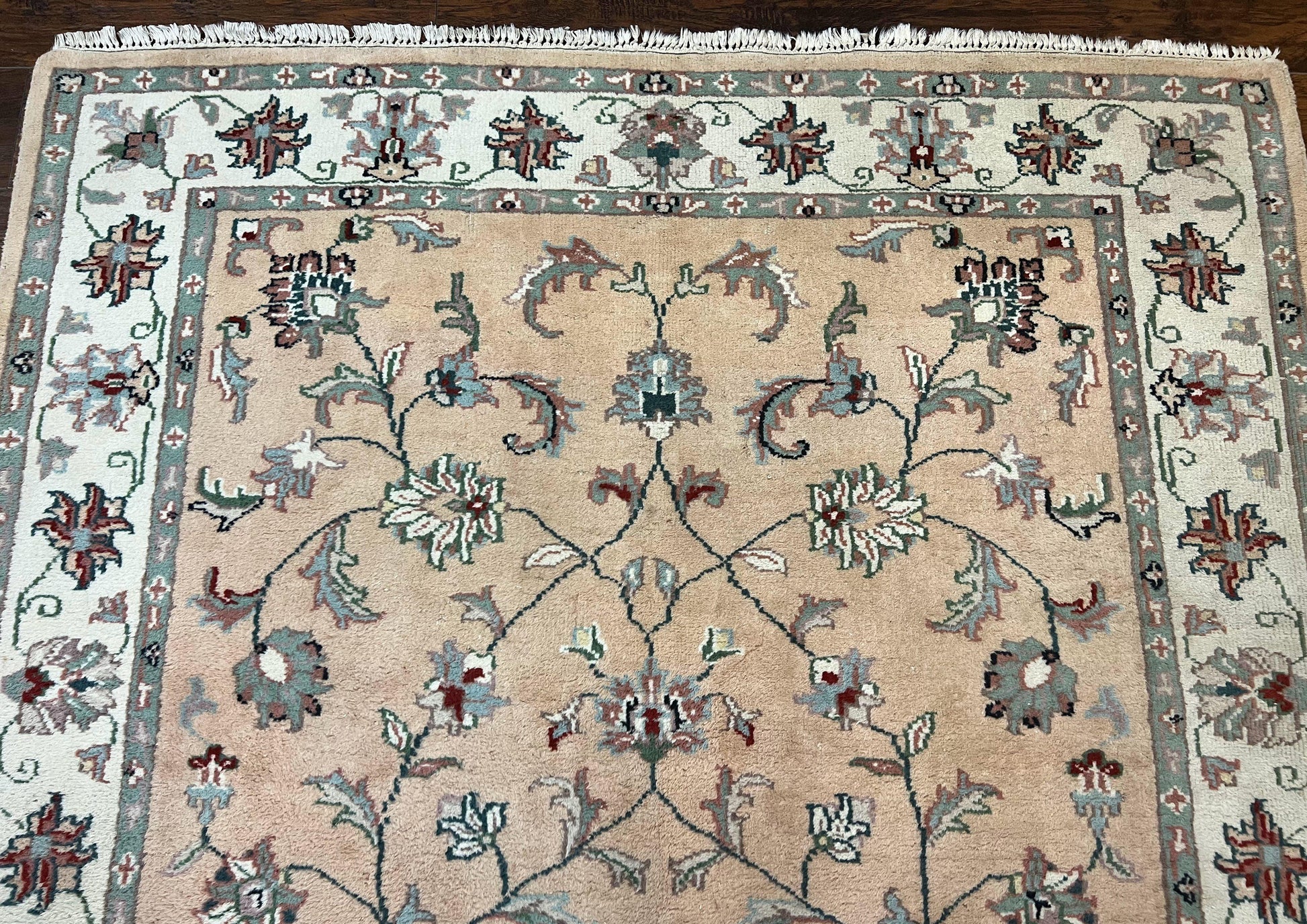 Indo Persian Rug 6x9, Handmade Vintage Wool Carpet, Floral Allover - Nuvé