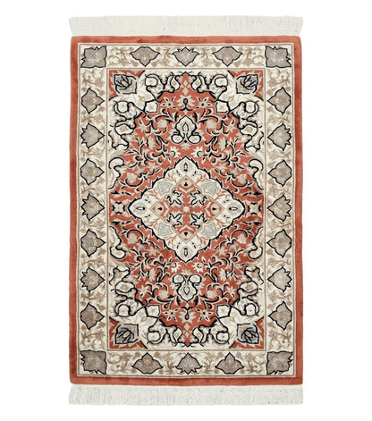 3x5 Red Chinese Plush Rug, Hand Knotted Soft Wool Carpet, Medallion Rug, Fine Vintage Rug, 120 Line, Small Area Rug