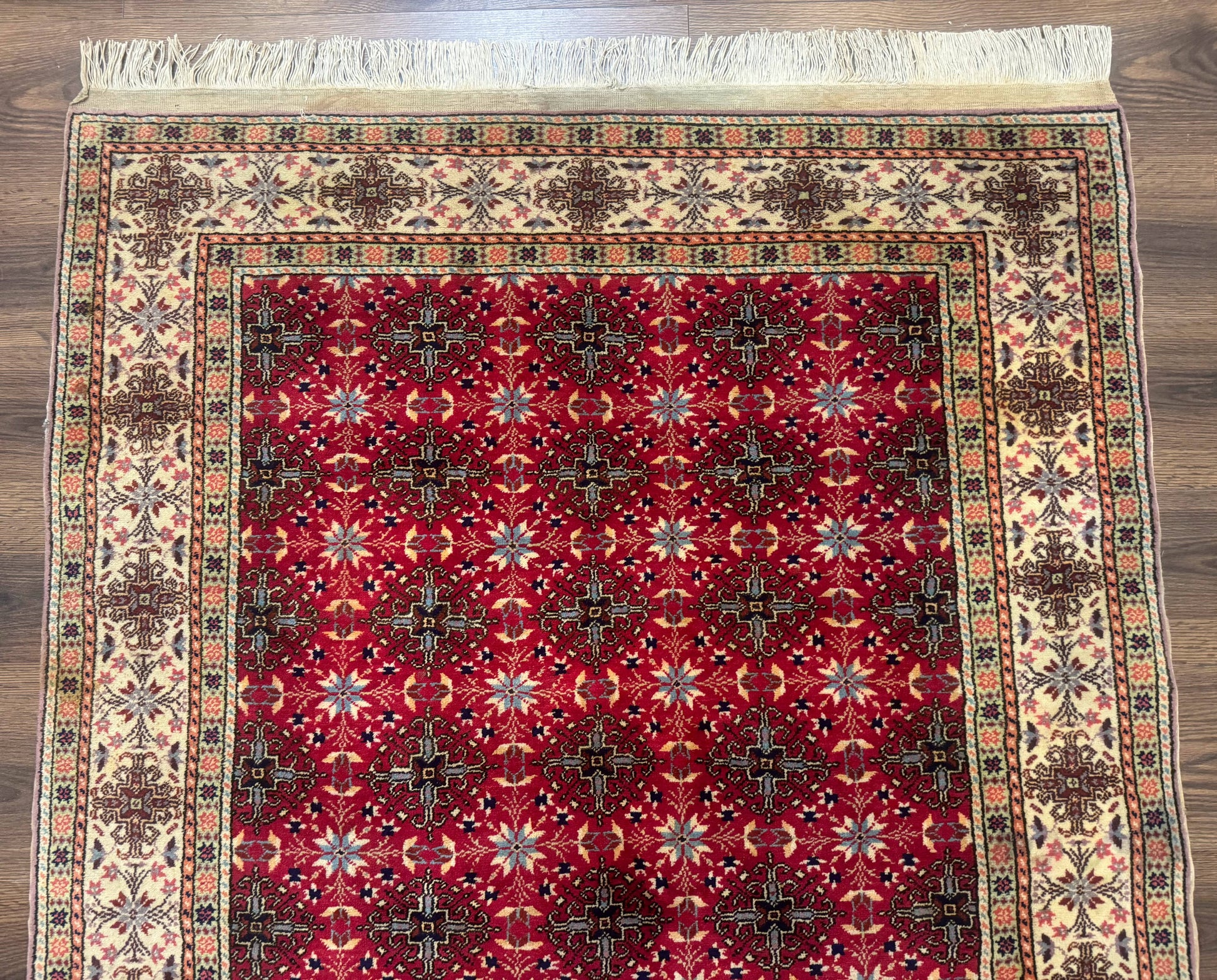 Turkish Sivas Rug 4x6, Red and Cream, Allover Design, Handmade Vintage - Nuvé