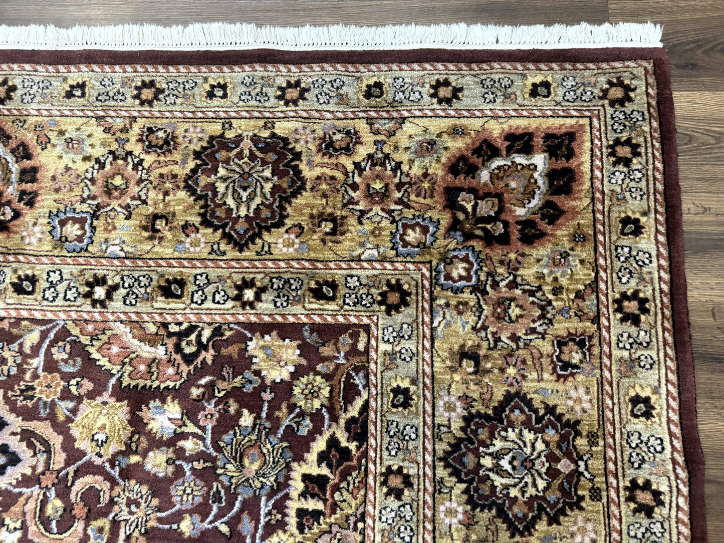Indo Persian Rug 8x11, Eggplant & Tan, Allover Pattern, Wool Couristan Handmade Rug - Nuvé