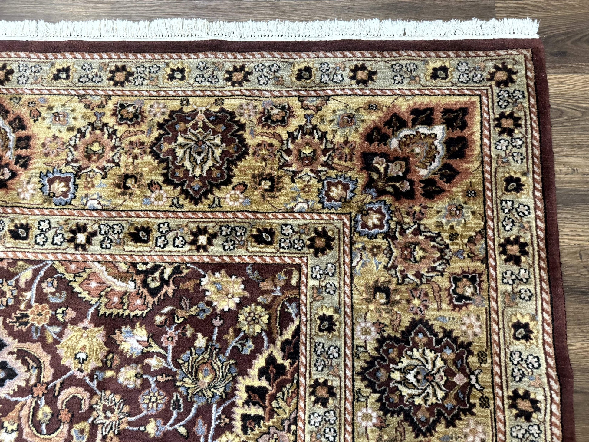 Indo Persian Rug 8x11, Eggplant & Tan, Allover Pattern, Wool Couristan Handmade Rug - Nuvé