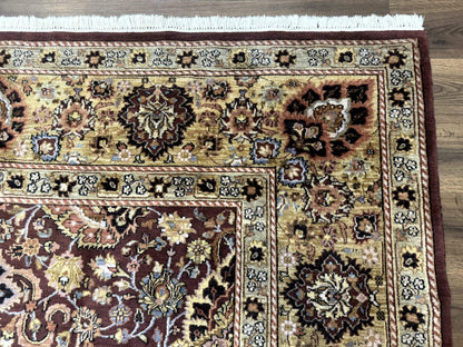 Indo Persian Rug 8x11, Eggplant & Tan, Allover Pattern, Wool Couristan Handmade Rug - Nuvé
