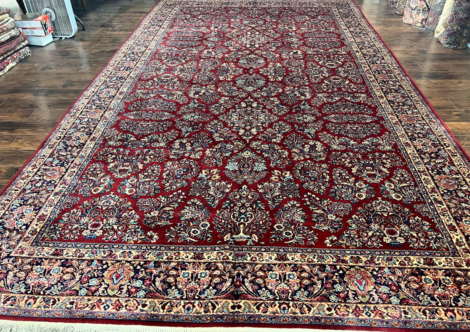 Karastan Rug 10x18 Red Sarouk #785, Wool Karastan Carpet, Original 700 Series, Vintage Discontinued Large Oriental Rug - Nuvé
