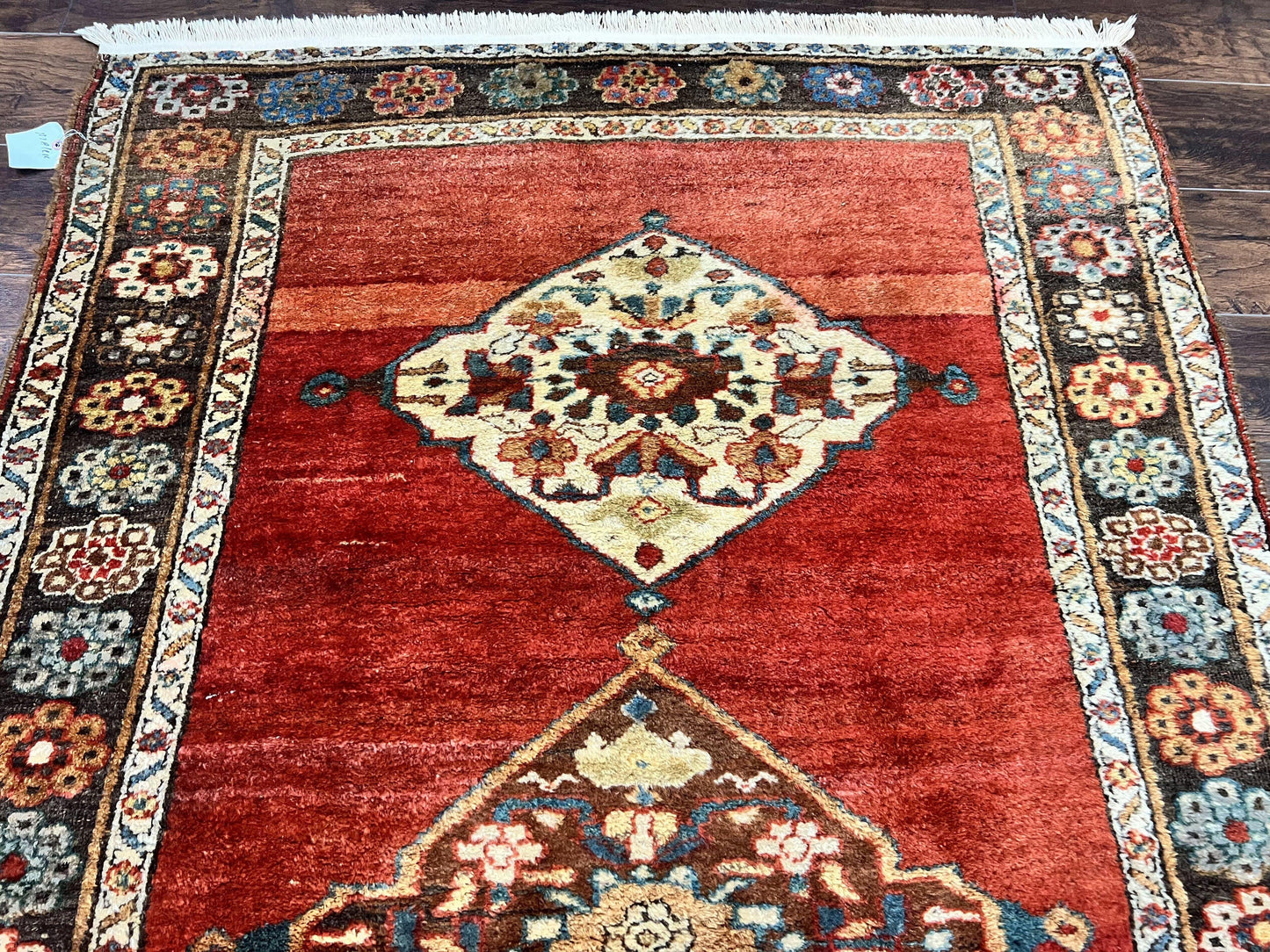 Antique Persian Bidjar Rug 4x8, Triple Medallions, Handmade Oriental Carpet, 1920s Rug, Wool Rug, Red - Nuvé