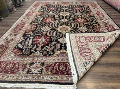 Sino Persian Rug 9x12, Black & Maroon, Wool and Silk, Allover Pattern - Nuvé