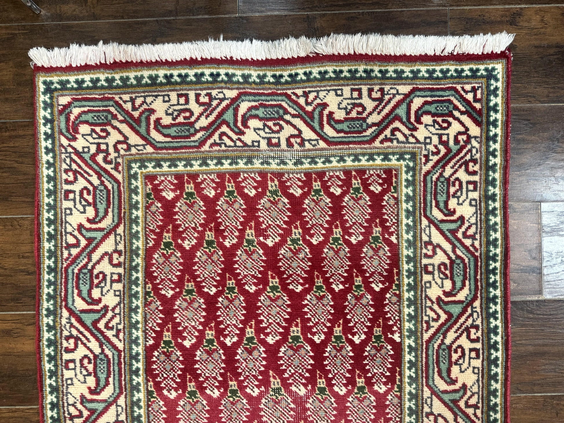 Persian Tabriz Runner Rug 3x16, Paisley Boteh Design, Red and Cream, Rug for Hallway, 16ft Wool Runner - Nuvé