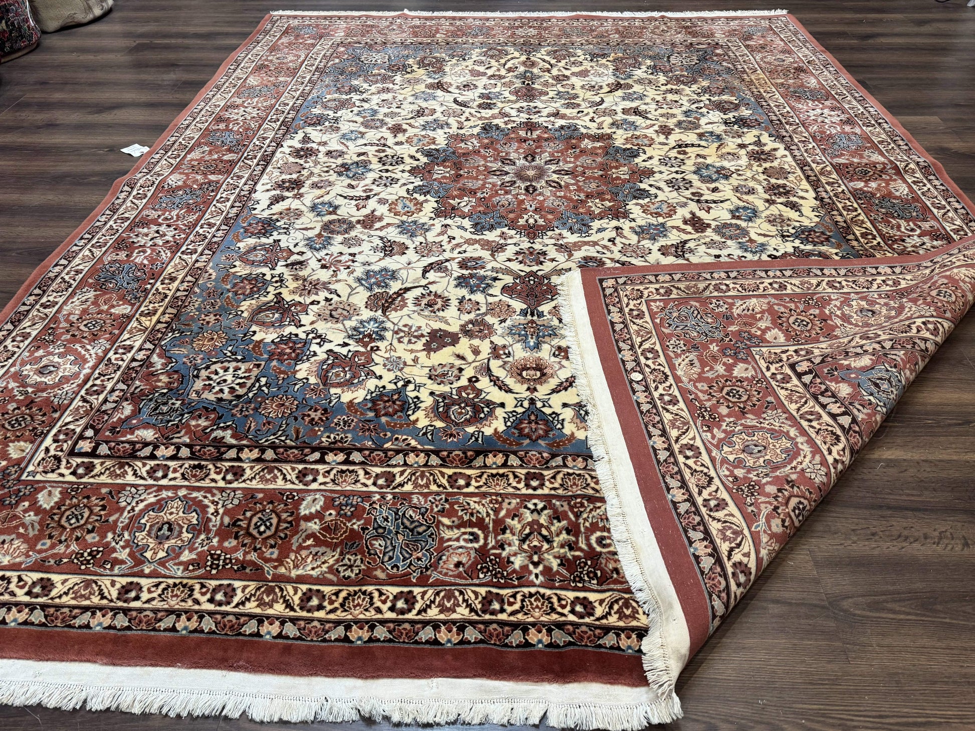 Persian Rug 8x10, Sino Persian Floral Medallion Carpet, Traditional Wool Area Rug, Cream and Brick Red, Fine 210 KPSI - Nuvé